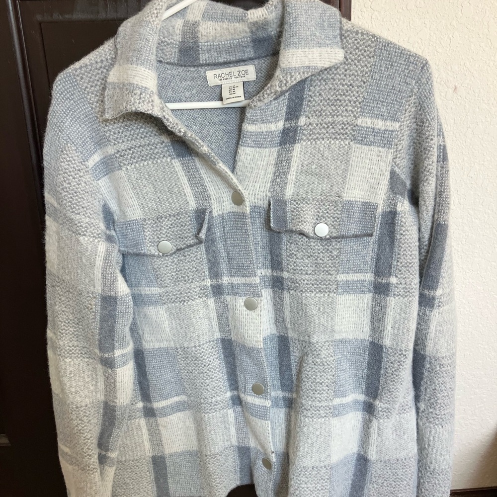Rachel Zoe Blue and Gray Checkered Shirt